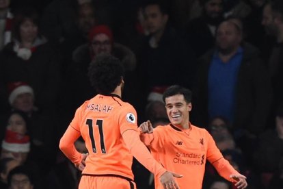 Coutinho durante un partido con el Liverpool.