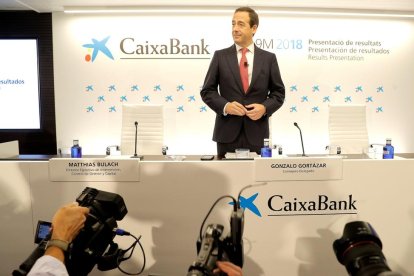 El consejero delegado de Caixabank, Gonzalo Gortázar, ayer, en Valencia.