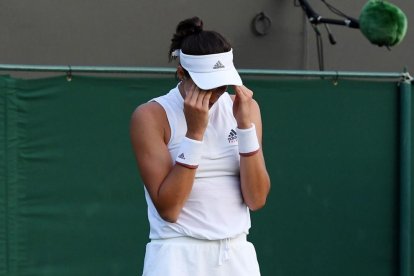 Garbiñe Muguruza se lamenta durante el partido de ayer.