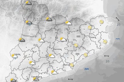 Mapa de la previsió meteorològica per al diumenge.