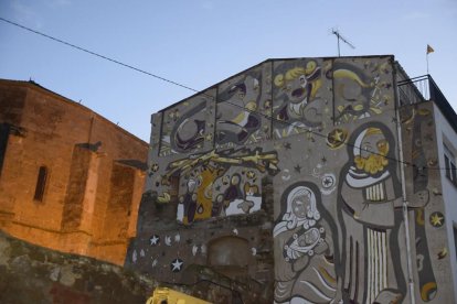 Imagen del mural del Pessebre Vivent de Linyola.