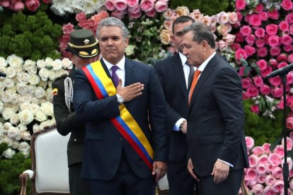 Imatge d’Iván Duque, durant la presa de possessió del càrrec.