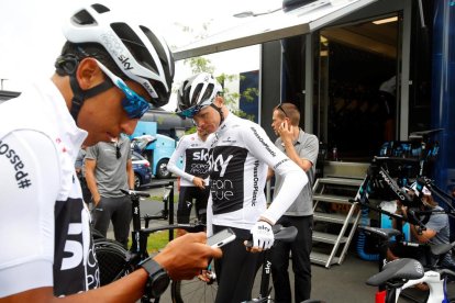 El ciclista británico Chris Froome, antes de iniciar un entrenamiento en Saint-Mars-la-Reorthe.