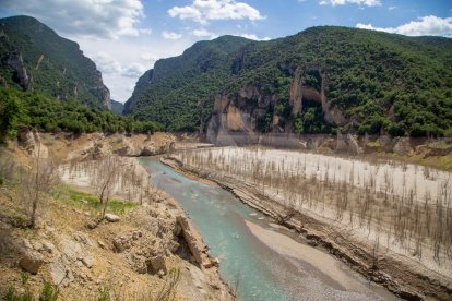 Efectes de la sequera al Congost de Mont-rebei i al pantà de Canelles