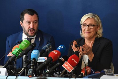 Matteo Salvini y Marine Le Pen, ayer, en Roma.