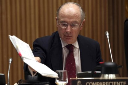 Rodrigo Rato, en un moment de la seua intervenció a la comissió del Congrés.