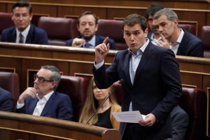 El líder de Cs, Albert Rivera, durant la intervenció a la sessió de control al Govern.