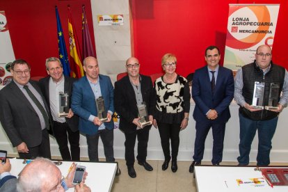 Los galardonados en esta edición de PronosVac, ayer, durante la entrega de estos premios en Murcia.