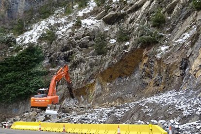 Las obras para el túnel de Tres Ponts en Organyà. 