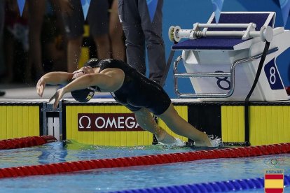 Cristina García, ayer en el momento de la salida en la final.