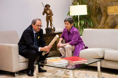 La lleidatana Teresa Cunillera, ahir al costat del president, Quim Torra, al Palau de la Generalitat.