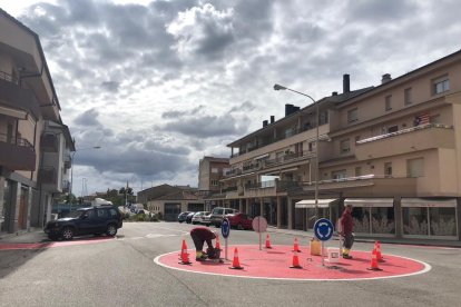 La rotonda que se ha habilitado en la calle de Solsona.