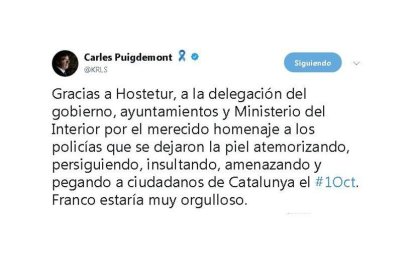 Puigdemont sobre l'homenatge a policies de l'1-O: 