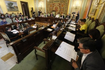 Una imagen del pleno que se está celebrando en la Paeria.