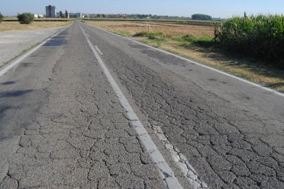 Imagen del estado de la carretera de Linyola a Bellcaire.