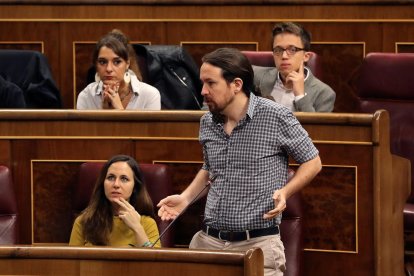 Pablo Iglesias, ahir.