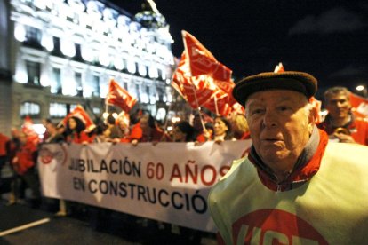 Imagen de archivo de una manifestación en favor de los derechos de jubilación en la construcción.