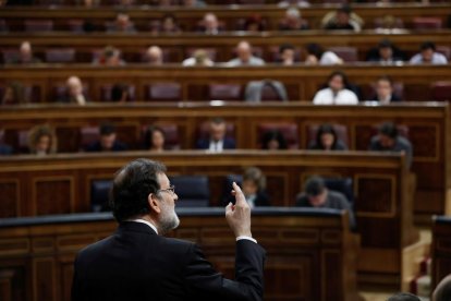 Mariano Rajoy durant la sessió de control a l'Executiu aquest dimecres al Congrés els Diputats.