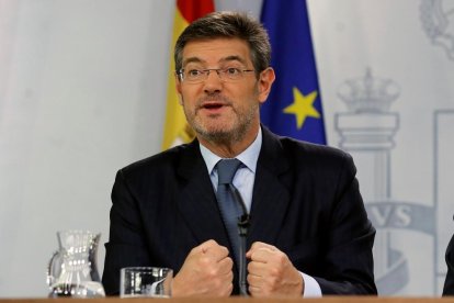 El ministro de Justicia, Rafael Catalá, en rueda de prensa.