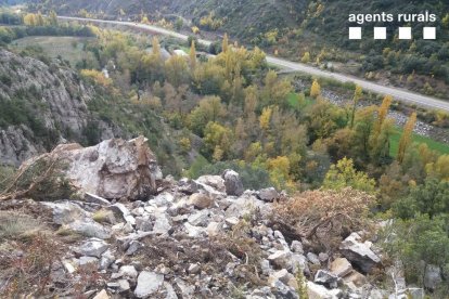 Imatge de l'esllavissada a Senterada, al Pallars Jussà.