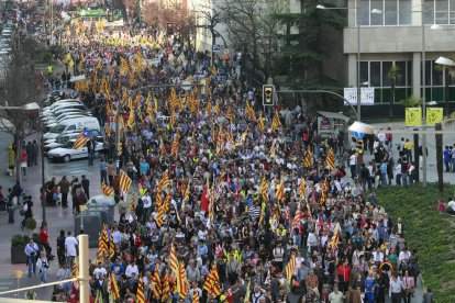 Imagen de la manifestación en Lleida del 29 de marzo de 2012 en la huelga general contra la reforma.