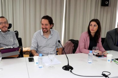 Echenique, Iglesias y Montero en la reunión de ayer.