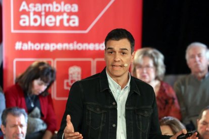 Pedro Sánchez, ayer, durante un acto de partido en Madrid.