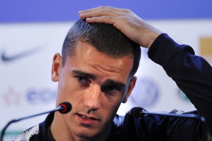 Antoine Griezmann durante la rueda de prensa que ofreció ayer en la ciudad de Istra.