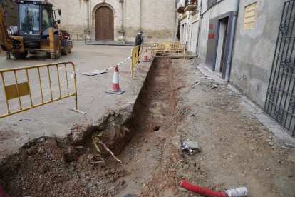 La zona de la plaça de l’Església, al centre de Juneda, on s’executen les obres.