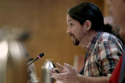 Pablo Iglesias, ahir al Senat durant la seua compareixença.