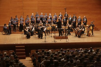 Un instante del concierto de clausura del Musiquem Lleida! celebrado ayer en el Auditori. 