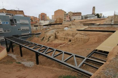 Estat en el qual es trobaven ahir les obres de la zona del barri jueu, al Barri Antic.