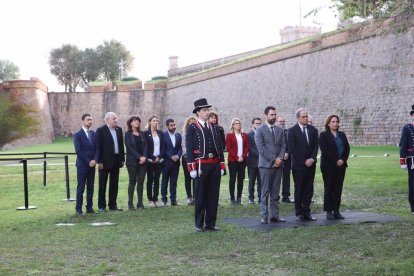 Un moment de l'homenatge de la Generalitat, el Parlament i l'ajuntament de Barcelona a Lluís Companys.