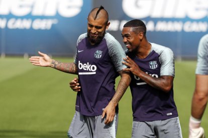 El retorn de Malcom va ser la nota destacada de l’entrenament d’ahir del Barça.