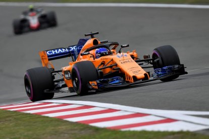 Fernando Alonso, durant una de les sessions d’entrenament d’ahir.