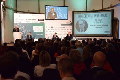 El president de la Generalitat, Quim Torra, ahir a la Trobada Empresarial al Pirineu, a la Seu.