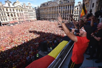 Robert Martínez i els jugadors de la selecció belga van celebrar a Brussel·les el tercer lloc.