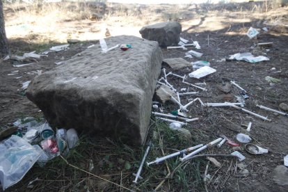 Estado en el que se encontraba ayer esta zona en la parte alta del parque de Santa Cecília.