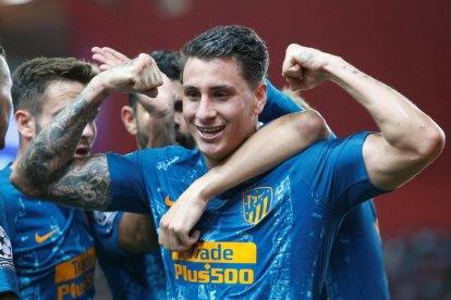 José María Giménez celebra su gol que suponía el 1-2.