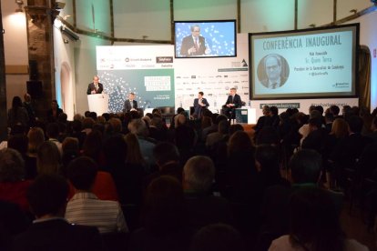 Un moment de la Trobada, amb la participació del president Quim Torra davant d’uns 600 participants.