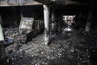 L’habitatge calcinat en un barri humil de Managua.