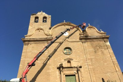 Les tasques de neteja dels nius de cigonya a Alcarràs.