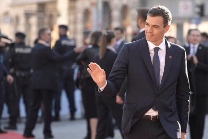 Pedro Sánchez a l’arribar a la cimera de caps d’estat de la UE.