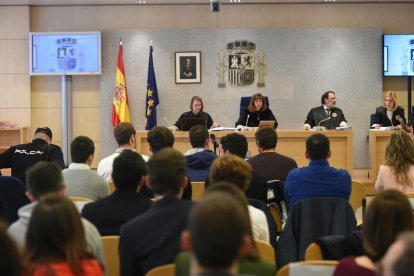 Imagen de los acusados durante el inicio de la vista oral ayer en la Audiencia Nacional.