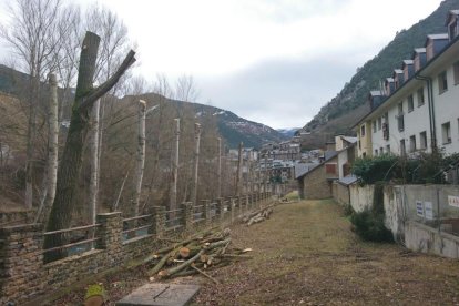 El carrer de la Farga de Llavorsí on es fa la poda.