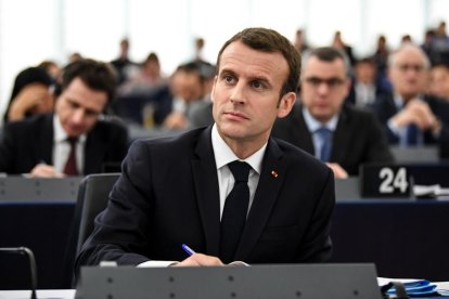 El president francès, Emmanuel Macron, ahir a Estrasburg.