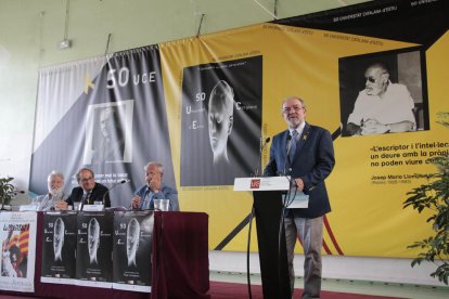 Reñé, en un moment de l'acte de clausura de l'UCE de Prada de Conflent.