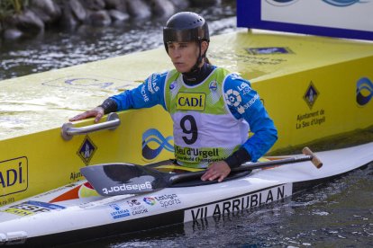 Núria Vilarrubla, el domingo antes de afrontar una final en la que no pudo subir al podio por un error.