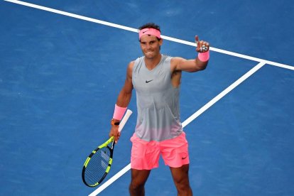 Rafa Nadal celebra el triomf aconseguit ahir a l’Open d’Austràlia.