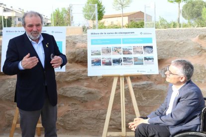 Reñé y Latorre en la inauguración del tanque pluvial. 